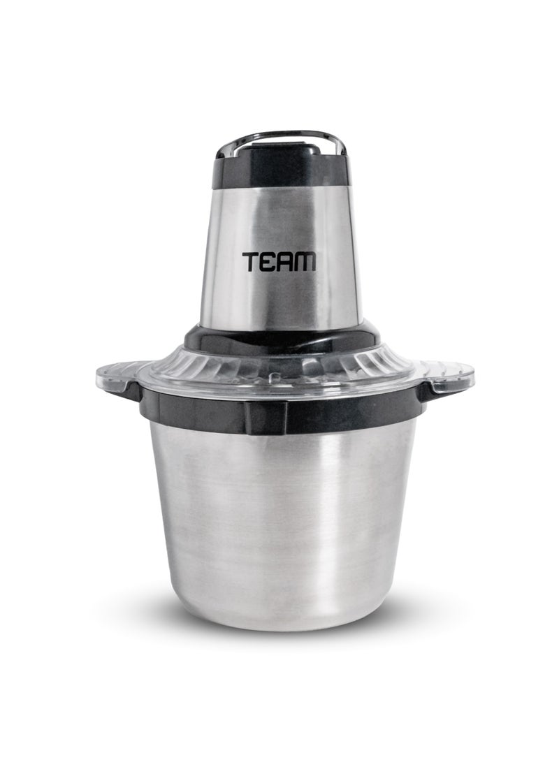 TEAM Multi-Functional Electric Food Processor, 4L Stainless Steel Bowl, 300W Powerful Motor, Meat Grinder & Vegetable Chopper, 3-Speed Control, Anti-Slip Base - Image 1